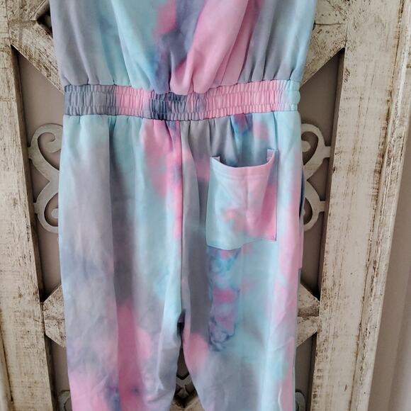 VCI Women's Off the Shoulder Knit Crop Jumpsuit in Pastel Tie Dye - Picture 8 of 10